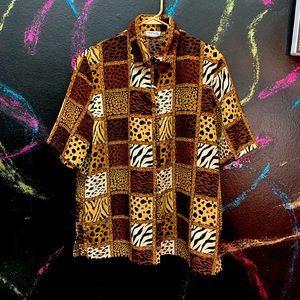1980s vintage BonWorth animal print casual button down shirt, M
